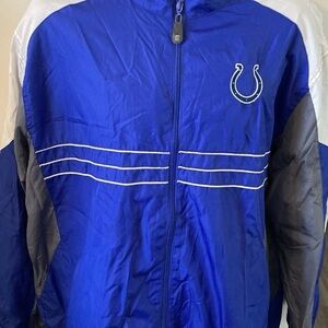 Vintage Indianapolis Colts Jacket Mens XL Blue Windbreaker Full Zip NFL Reebok